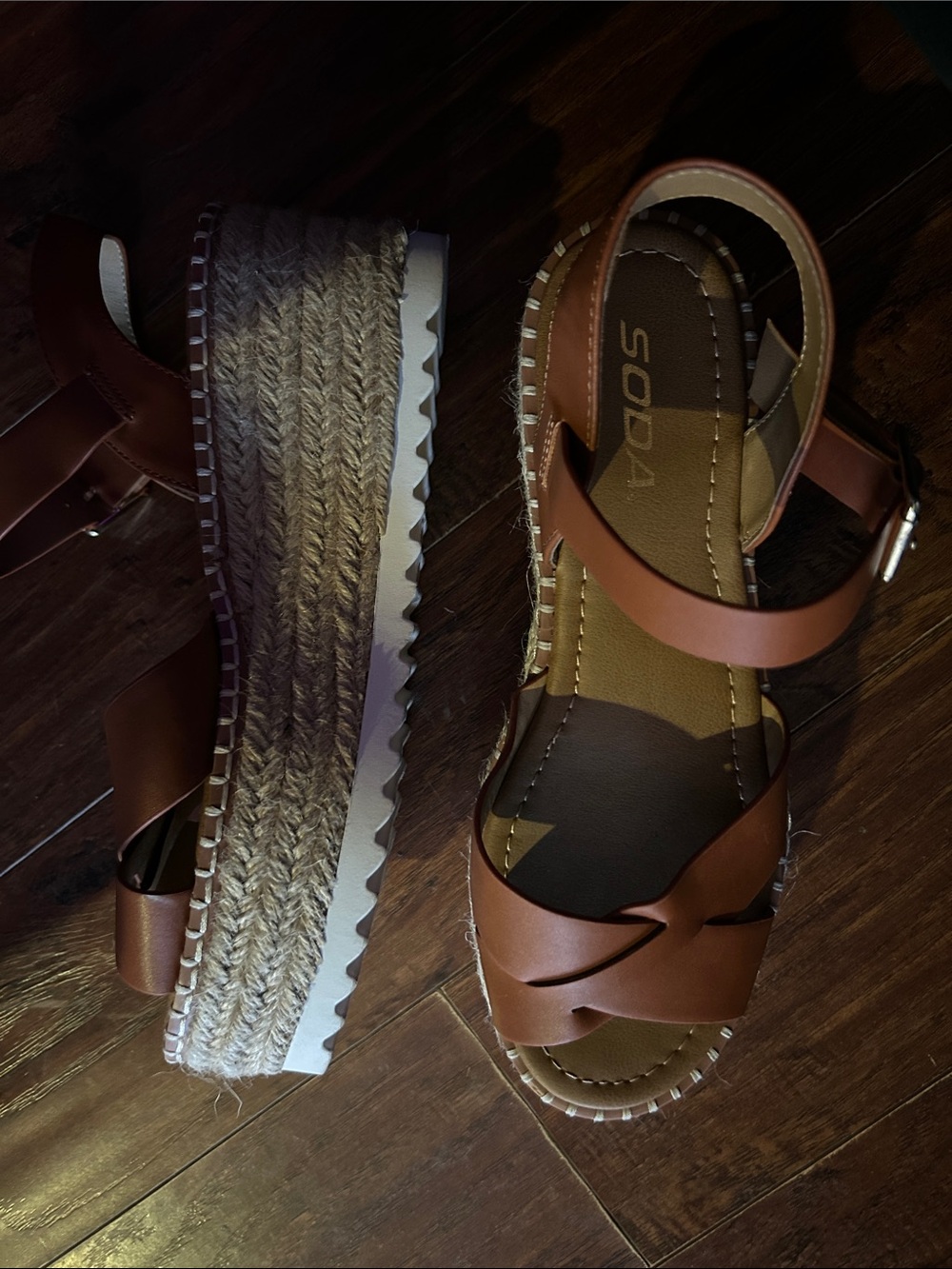 Soda Brown Braided Espadrille Platform Sandals